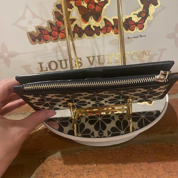 Kate Spade Flower Jacquard Wallet Blue Multi - slim - Picture 6 of 9